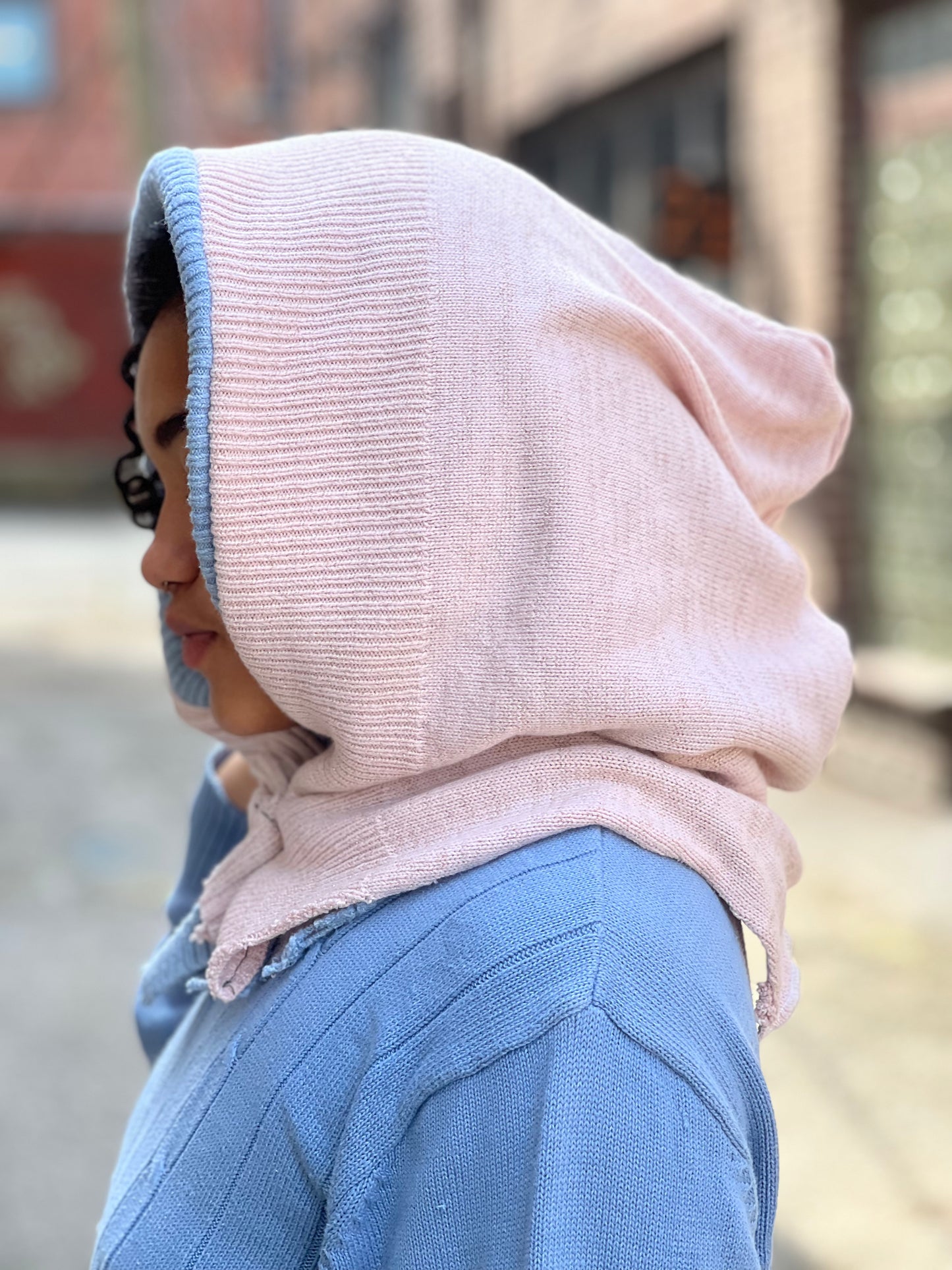 Baby pink & blue Revserible Sweater Hood