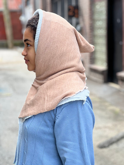 Almond & Grey Reversible Sweater Hood
