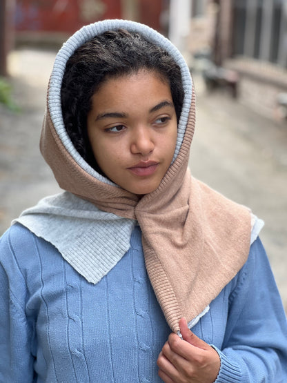 Almond & Grey Reversible Sweater Hood