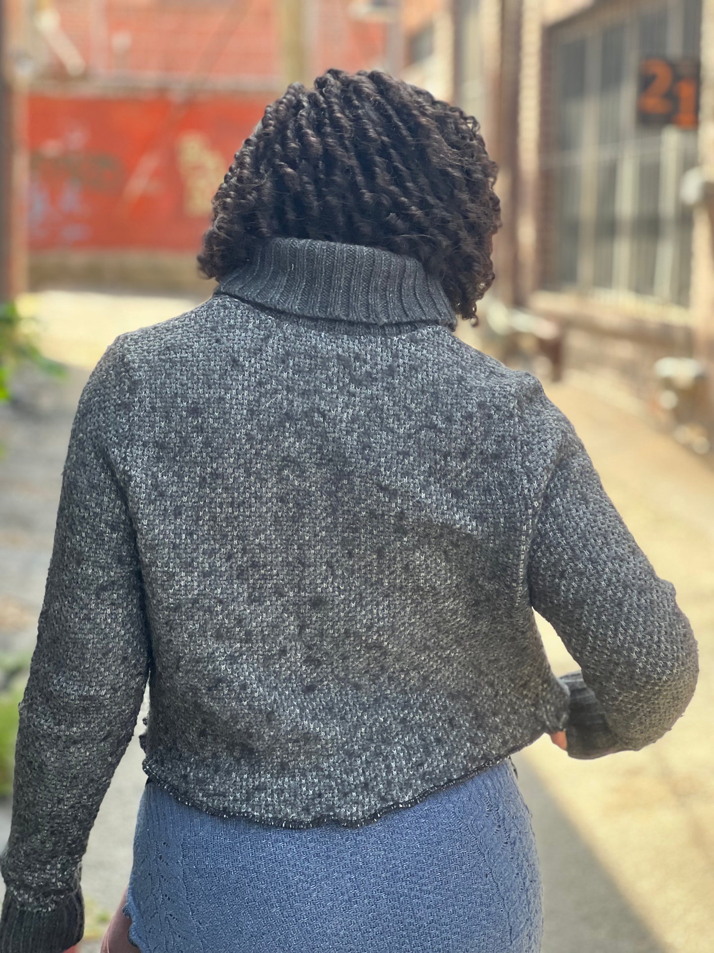 Dark Grey Wool Blend Crop Sweater