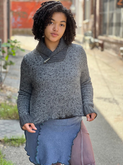 Dark Grey Wool Blend Crop Sweater