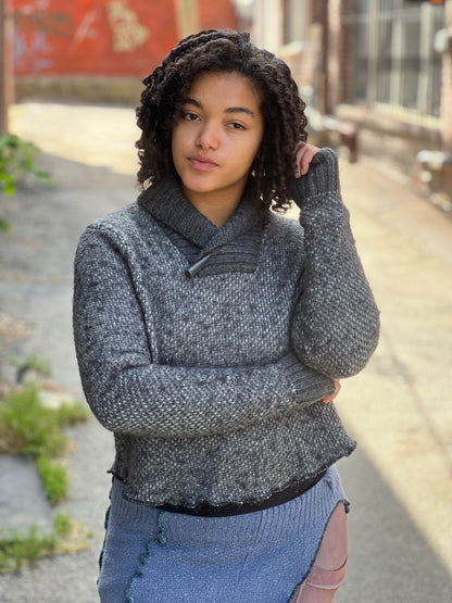 Dark Grey Wool Blend Crop Sweater
