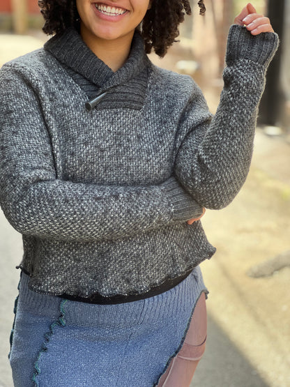 Dark Grey Wool Blend Crop Sweater