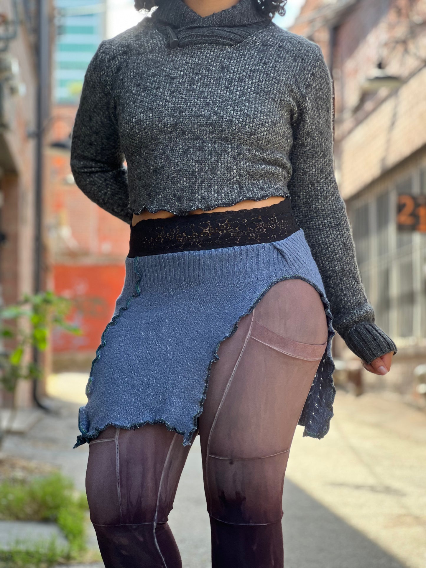 Machine Blue Sweater Skirt