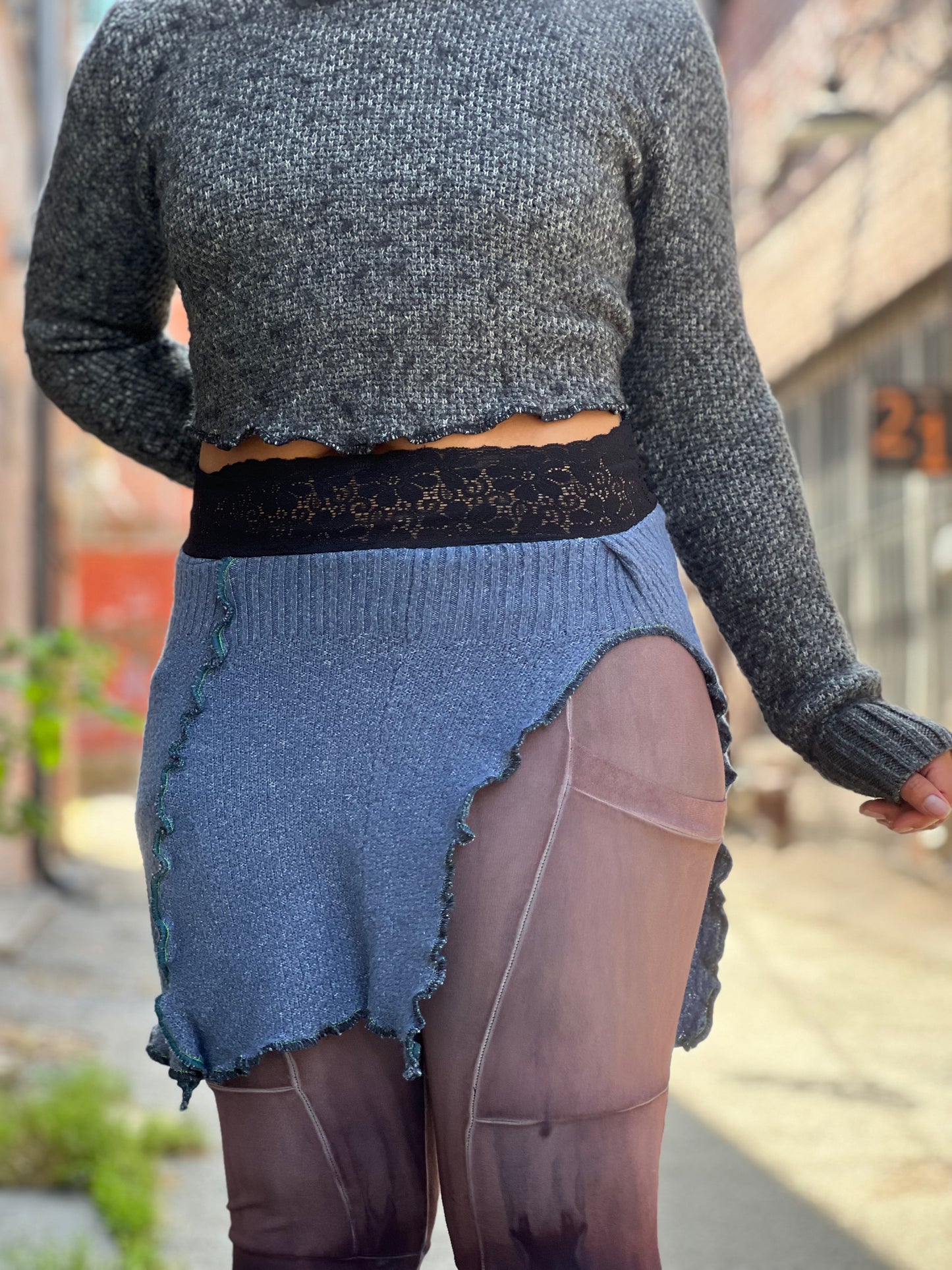 Machine Blue Sweater Skirt