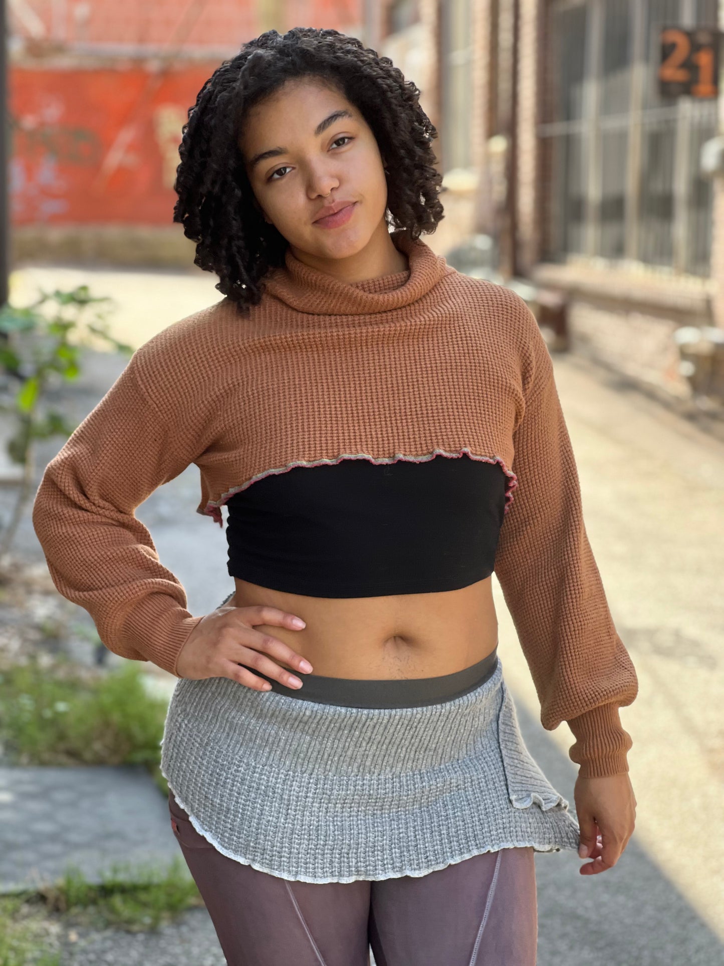 Punkin' Cowl Neck Crop Sweater