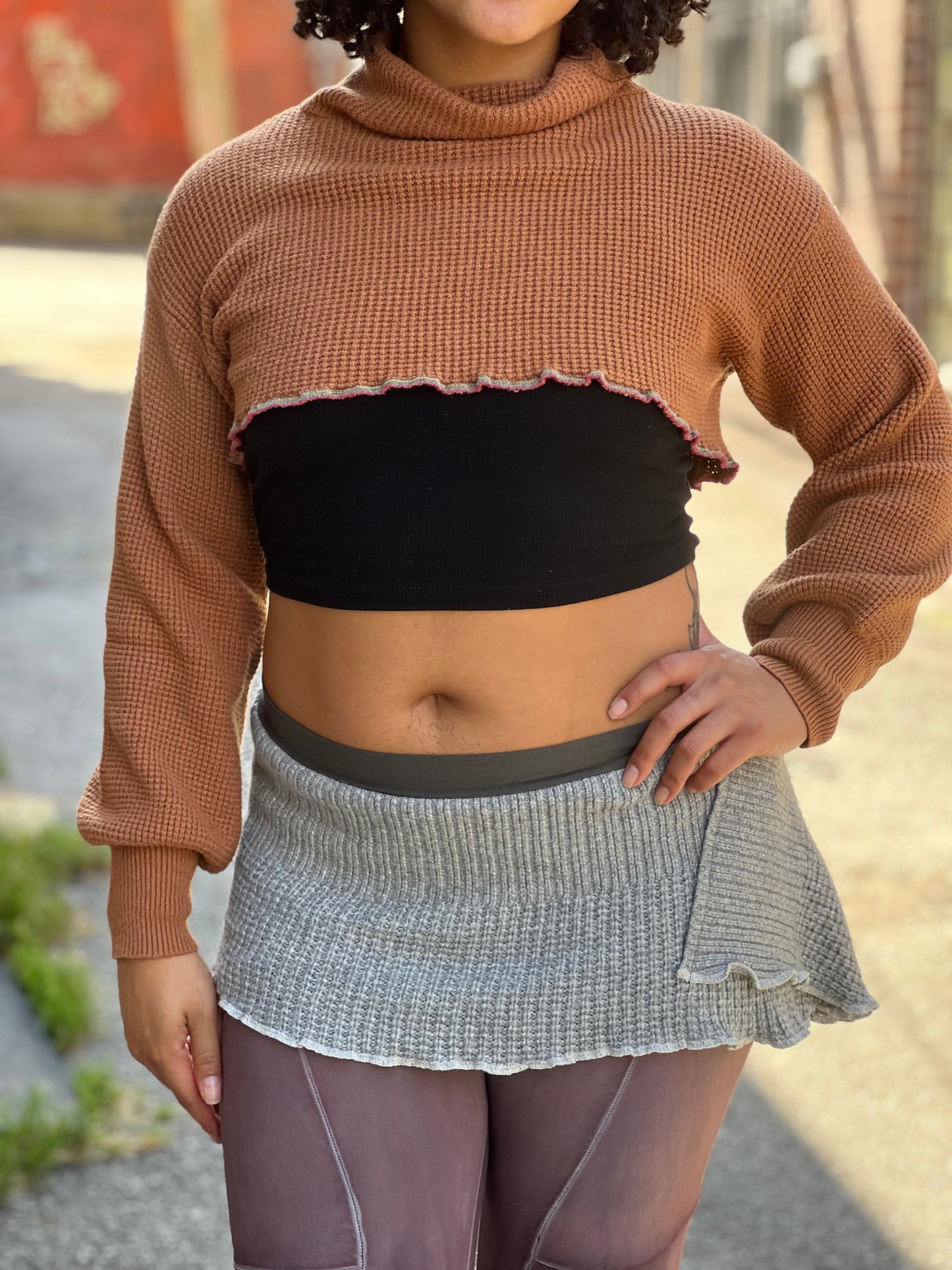 Punkin' Cowl Neck Crop Sweater