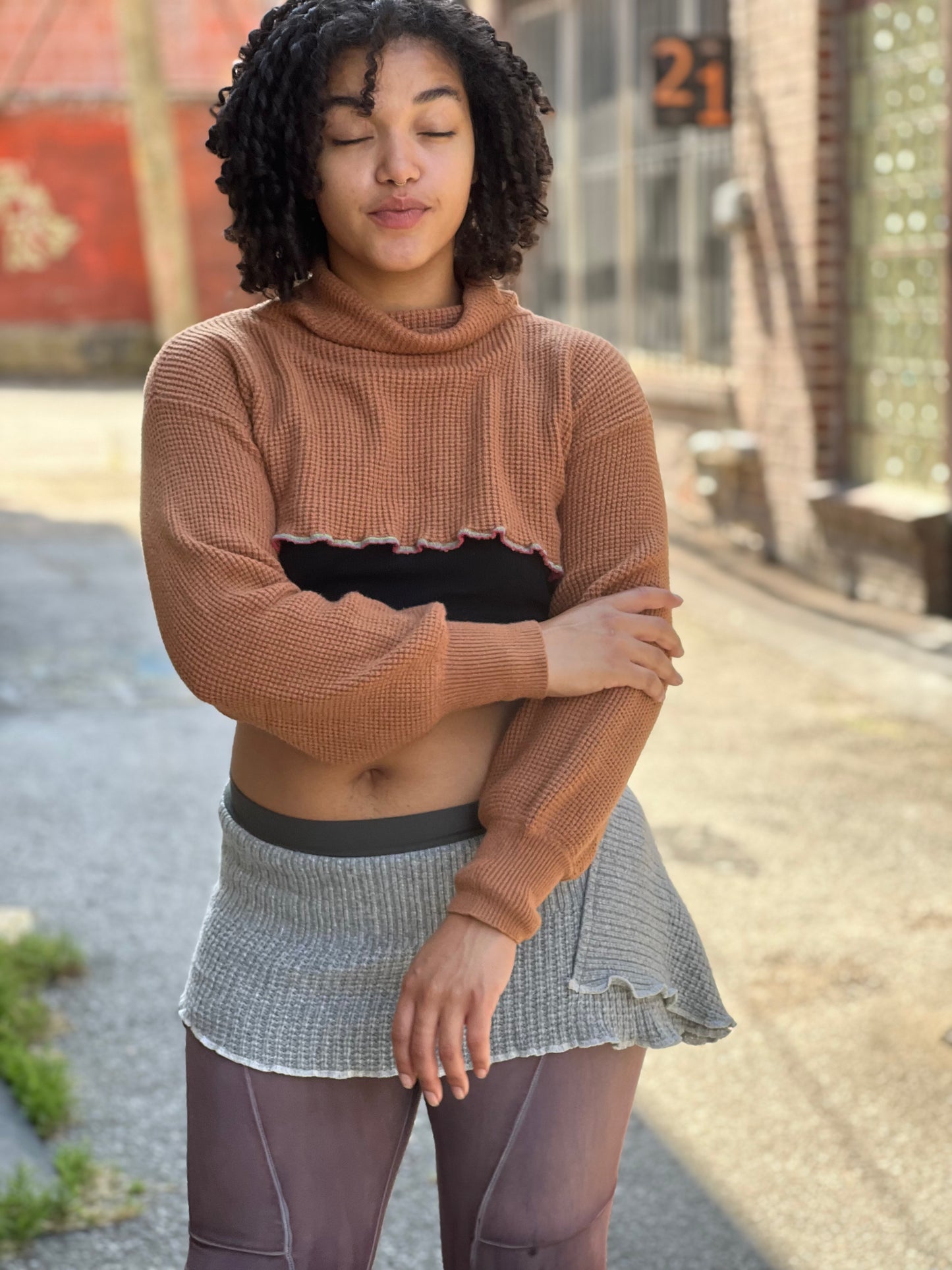 Punkin' Cowl Neck Crop Sweater