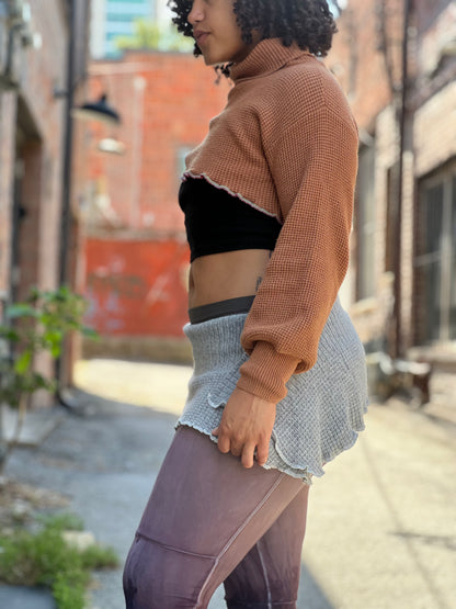 Light Grey Mini Sweater Skirt