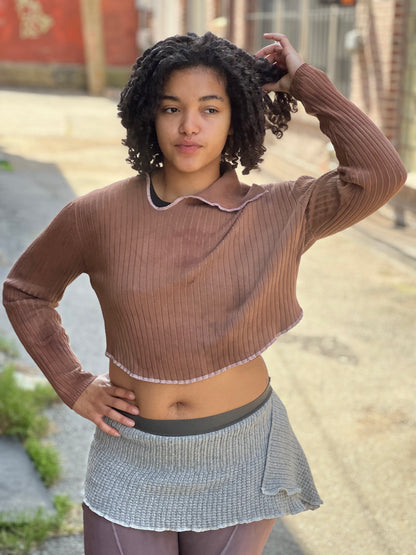 Dyed Mars Cowl Neck 100% Cotton Crop Sweater