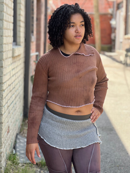 Dyed Mars Cowl Neck 100% Cotton Crop Sweater
