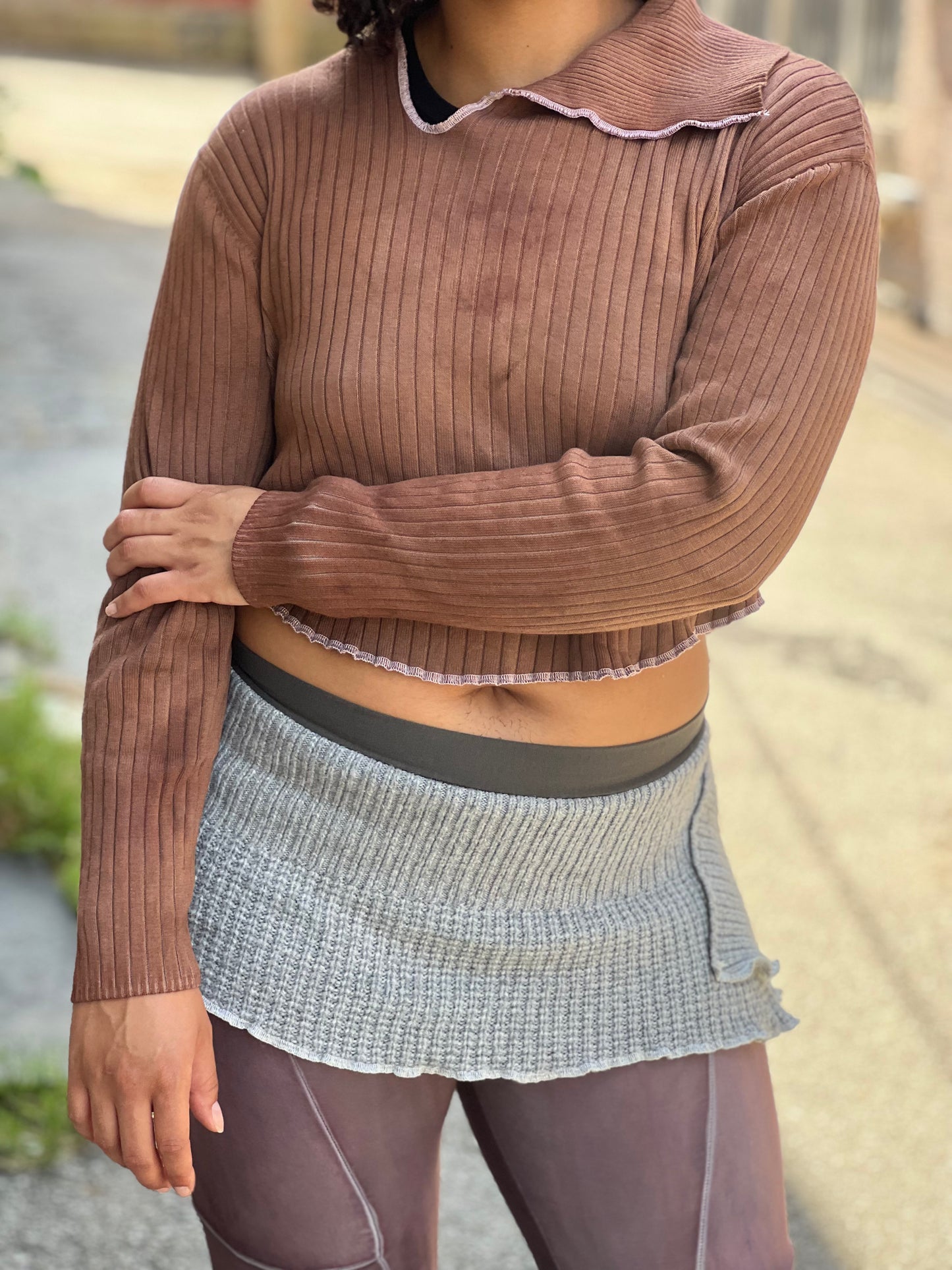 Dyed Mars Cowl Neck 100% Cotton Crop Sweater
