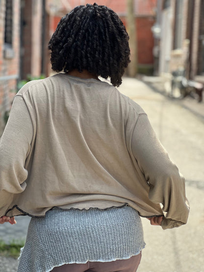 Tan 'Transformation Sigil' Oversized Crop Top