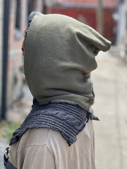 Olive & Smoke Reversible Sweater Hood