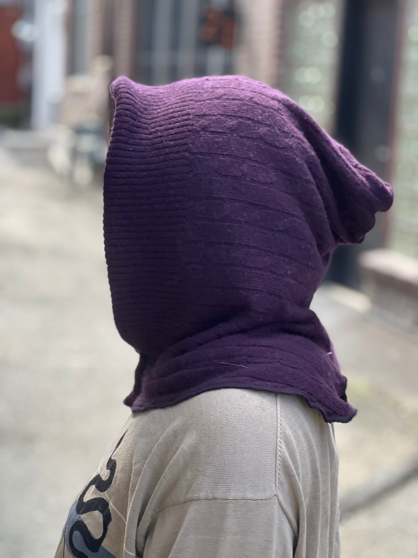 Plum & Olive Reversible Sweater Hood