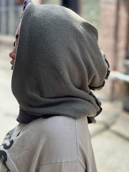 Plum & Olive Reversible Sweater Hood