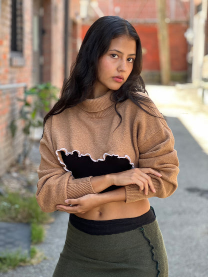 Beige High Crop Sweater