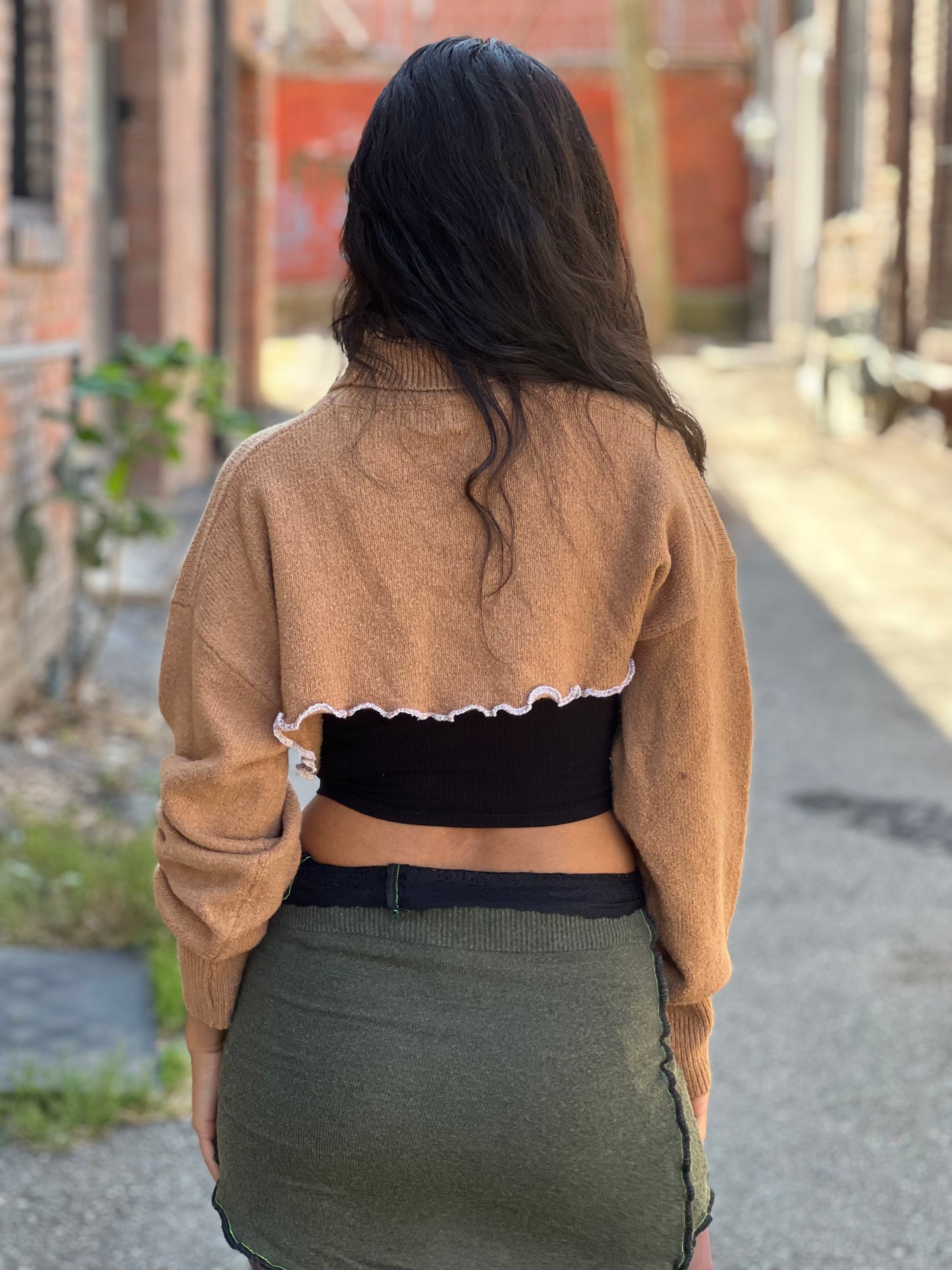 Beige High Crop Sweater