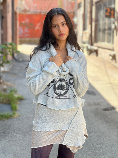 Heather Grey 'Transformation' Crop Sweater
