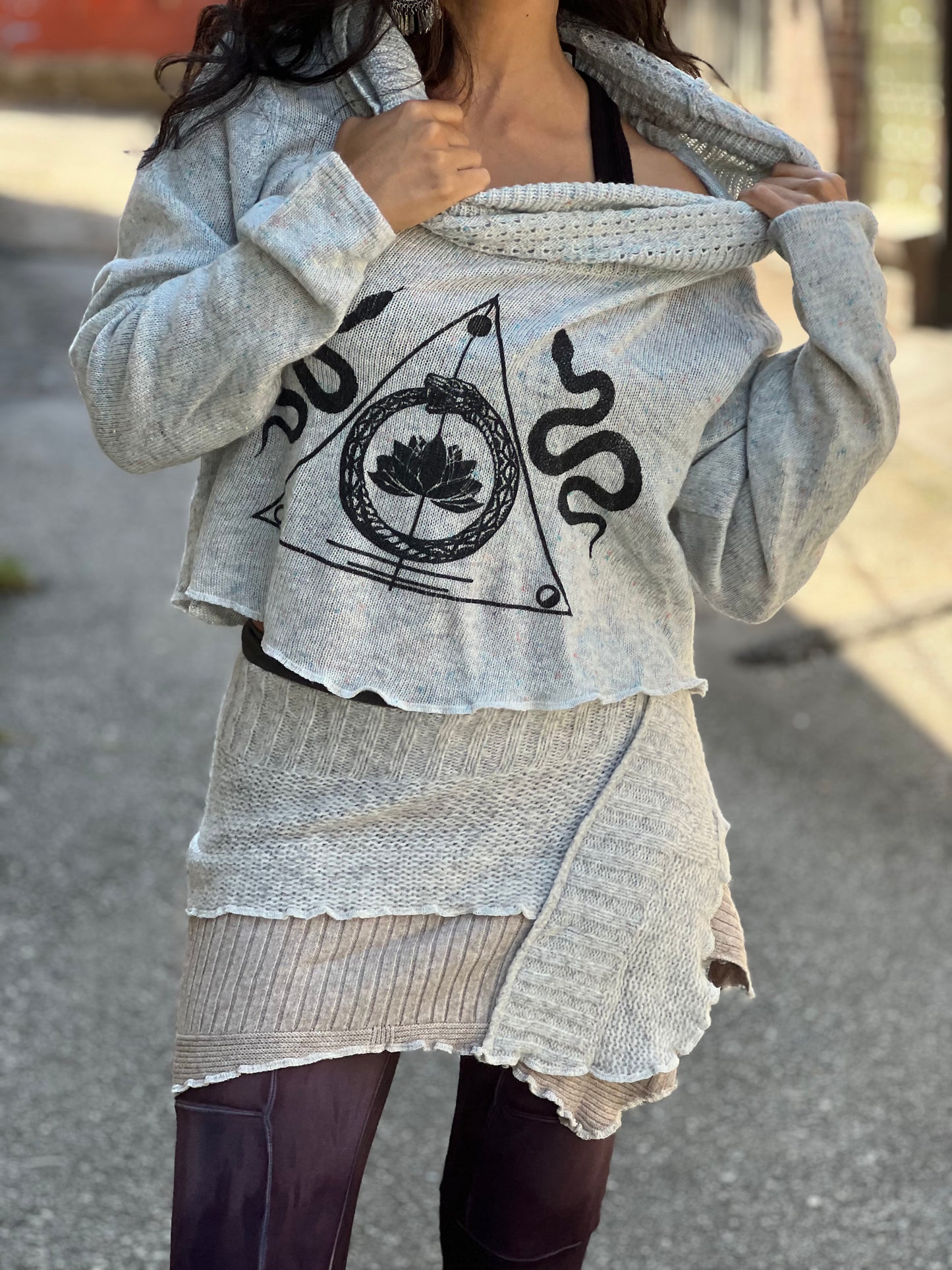 Heather Grey 'Transformation' Crop Sweater