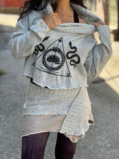Heather Grey 'Transformation' Crop Sweater