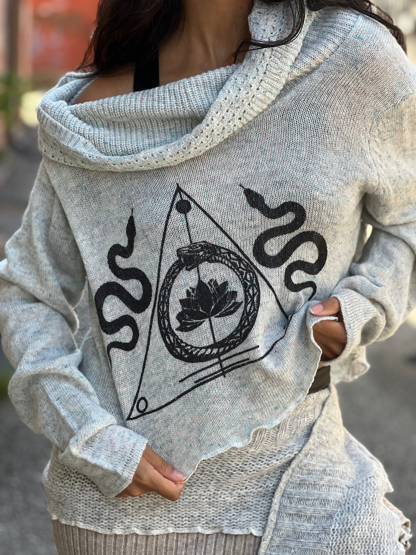 Heather Grey 'Transformation' Crop Sweater