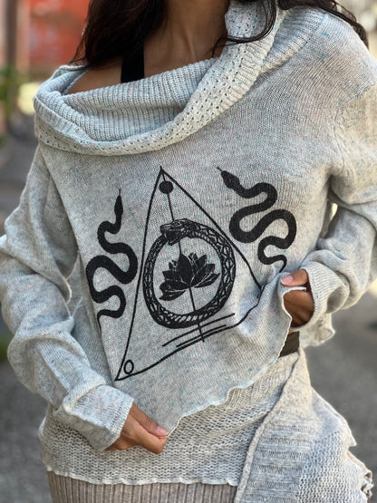 Heather Grey 'Transformation' Crop Sweater