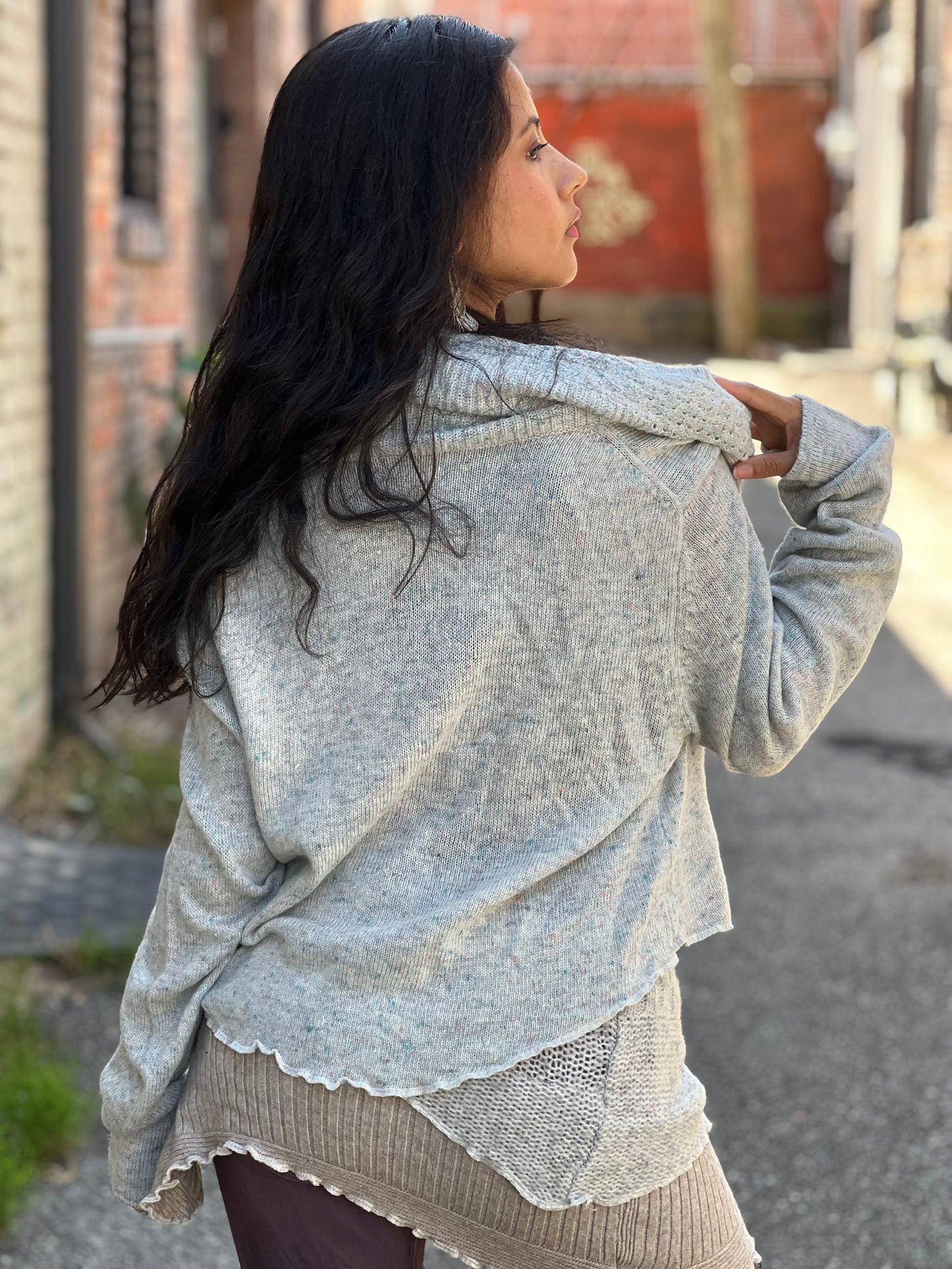Heather Grey 'Transformation' Crop Sweater
