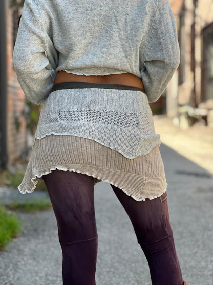 Almond & Ivory Mini Sweater Skirt