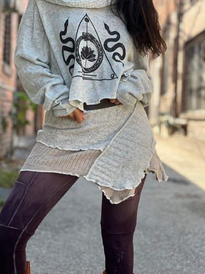 Almond & Ivory Mini Sweater Skirt