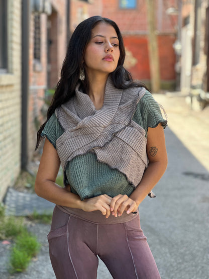 Clay & Evergreen Sweater Shrug Top