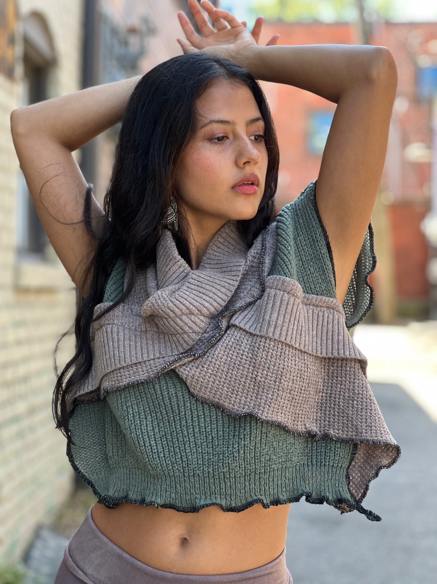 Clay & Evergreen Sweater Shrug Top