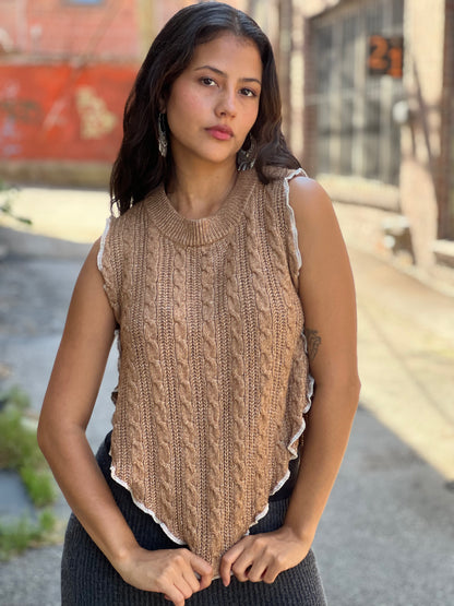 Caramel Sleeveless Sweater Shrug Top