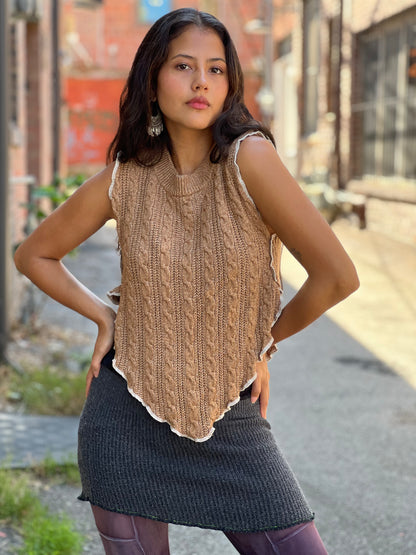 Caramel Sleeveless Sweater Shrug Top