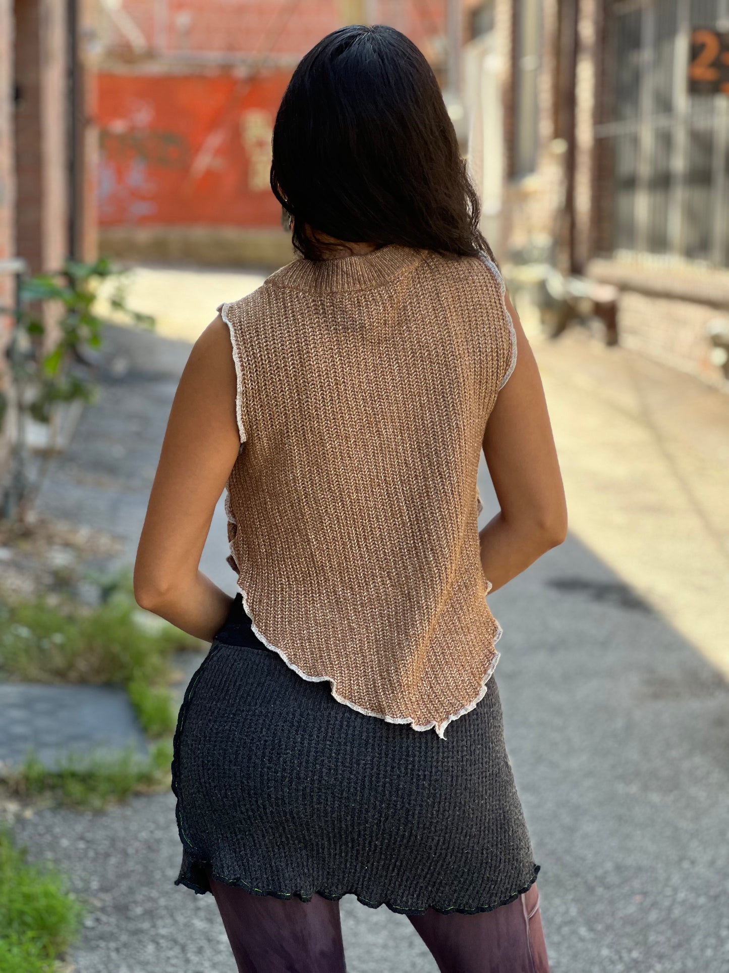 Caramel Sleeveless Sweater Shrug Top