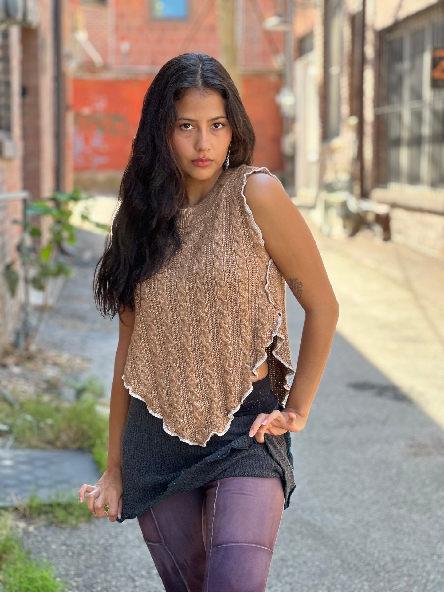Caramel Sleeveless Sweater Shrug Top