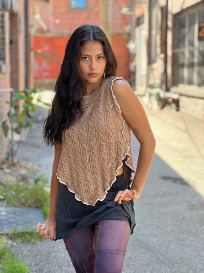 Caramel Sleeveless Sweater Shrug Top