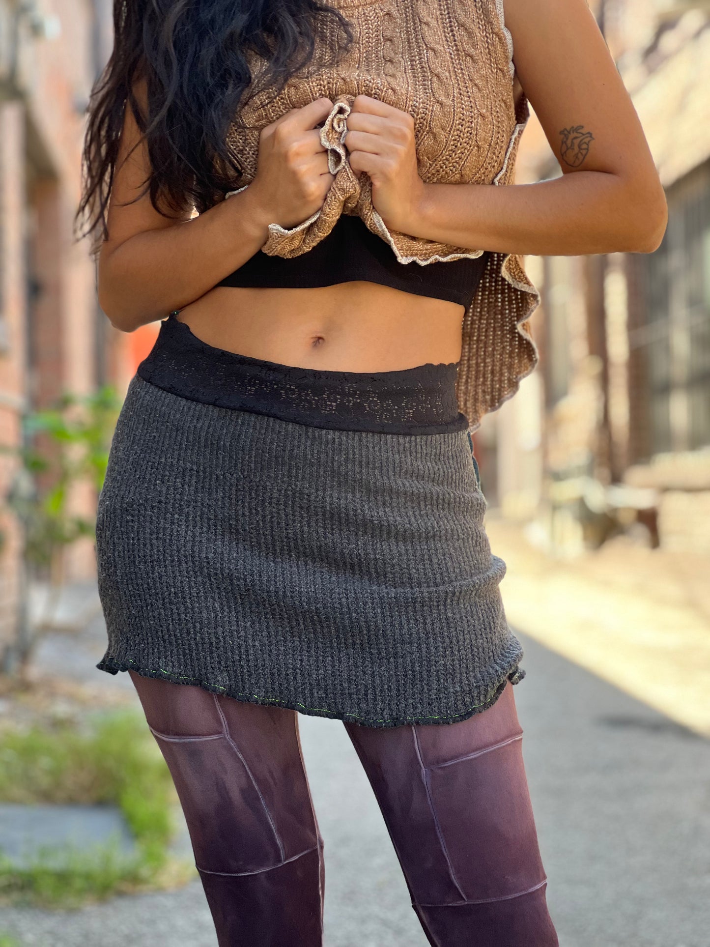 Charcoal Mini Sweater Skirt
