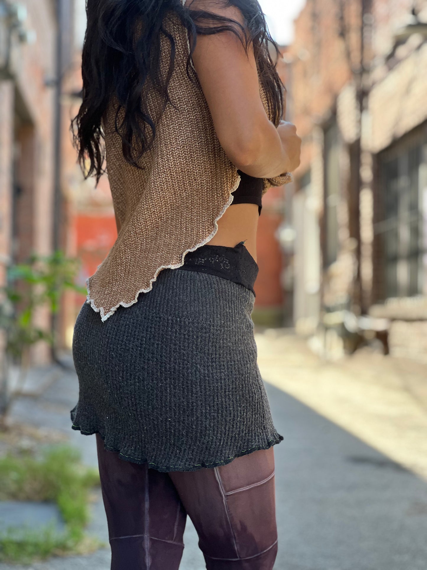 Charcoal Mini Sweater Skirt