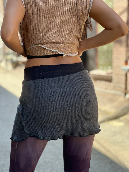Charcoal Mini Sweater Skirt