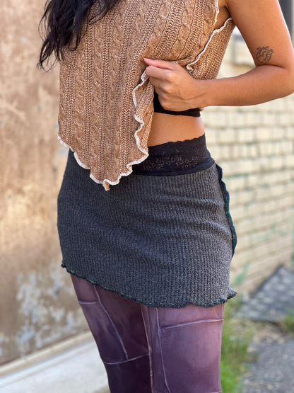 Charcoal Mini Sweater Skirt