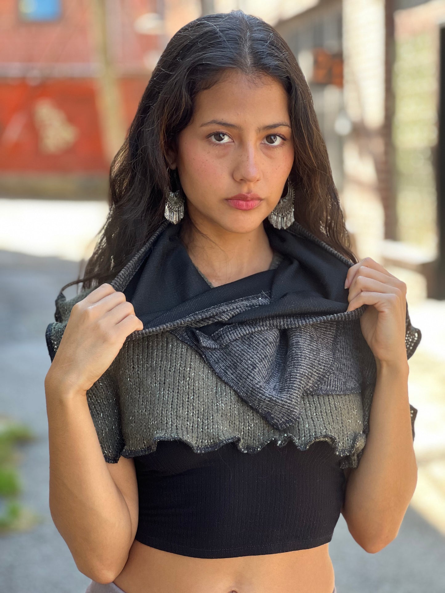 Charcoal & Pine Sweater Neck Scarf