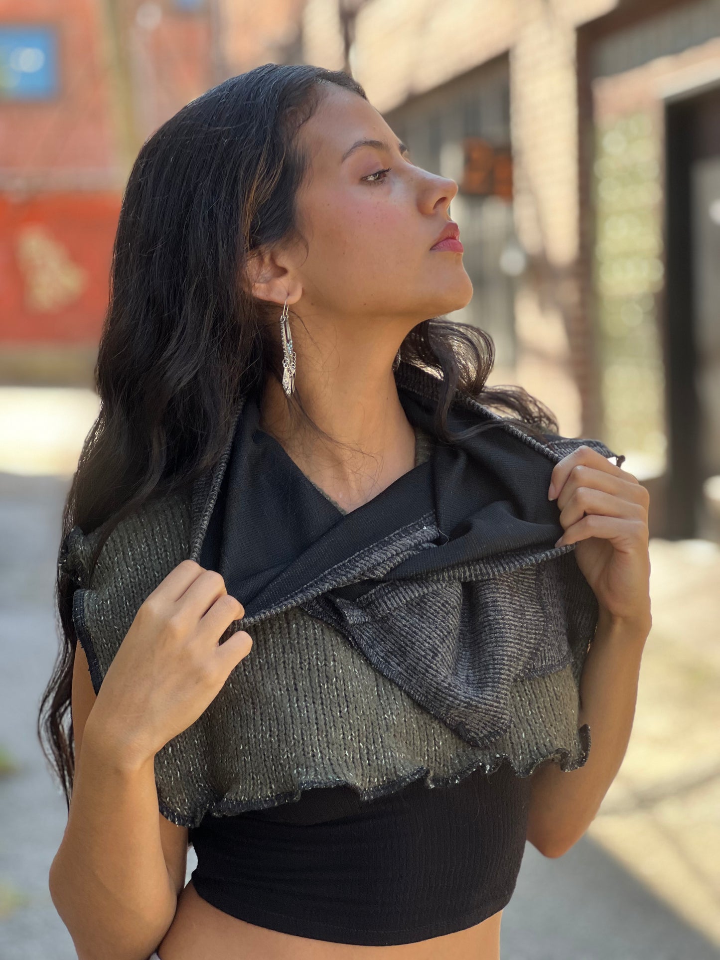 Charcoal & Pine Sweater Neck Scarf