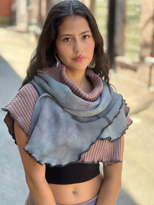 Mauve & Grey Neck Sweater