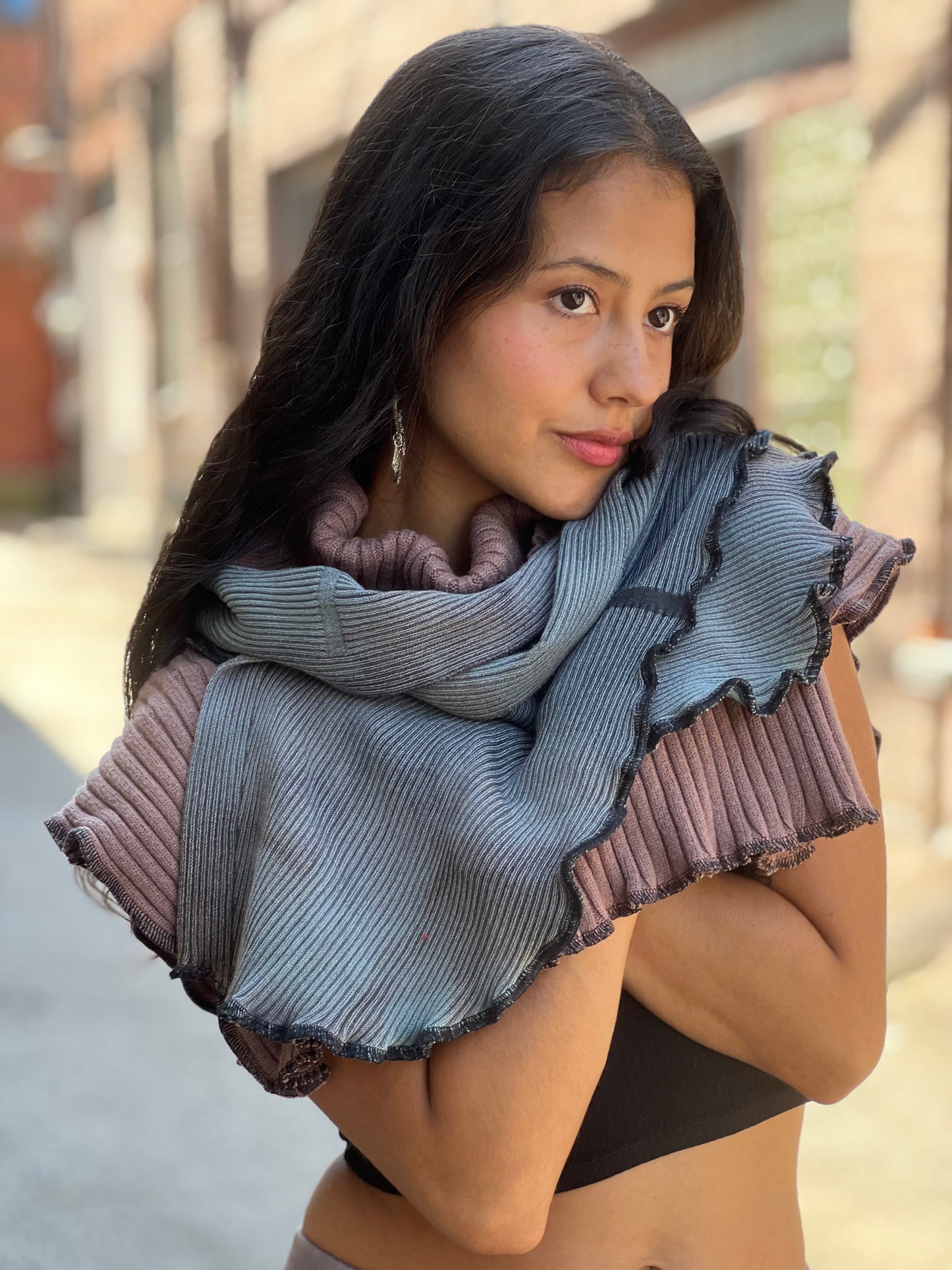 Mauve & Grey Neck Sweater