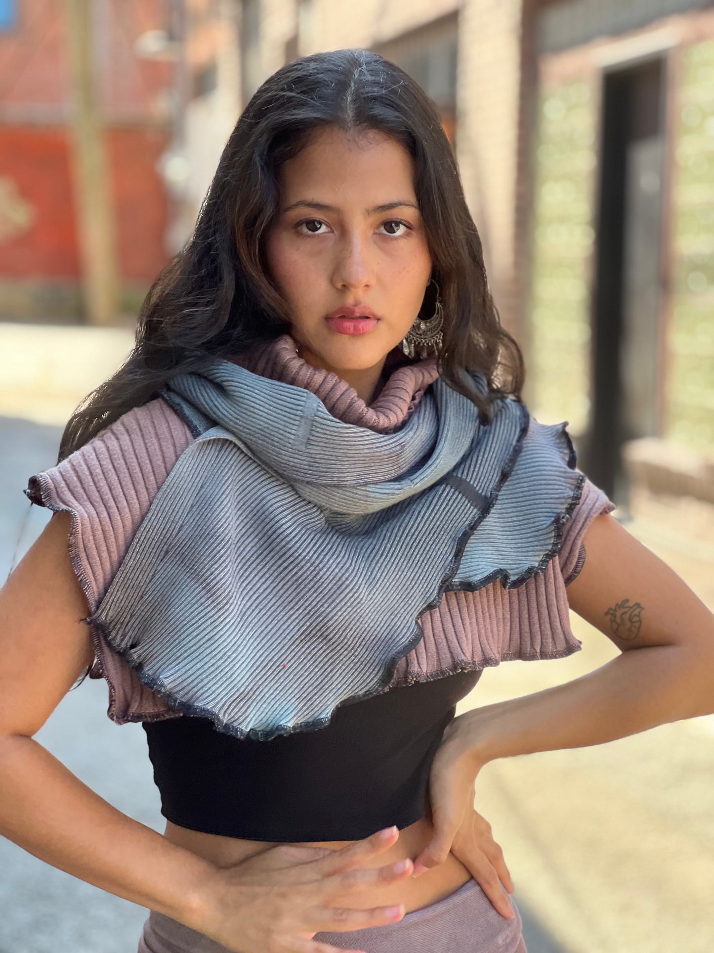 Mauve & Grey Neck Sweater