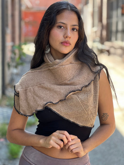 Camel Tan Sweater Neck Scarf