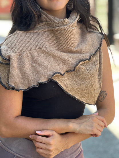 Camel Tan Sweater Neck Scarf
