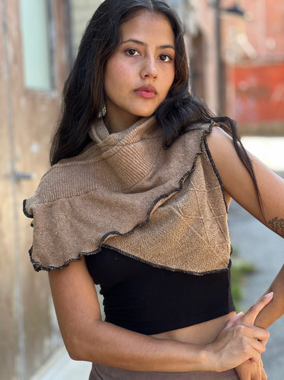 Camel Tan Sweater Neck Scarf