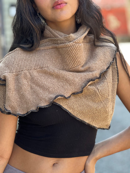 Camel Tan Sweater Neck Scarf